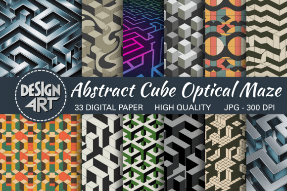 Abstract Cube Optical Maze Pattern: A Bold Fusion of Geometry and Innovation