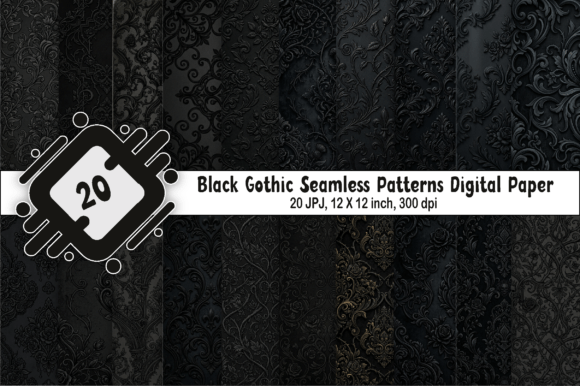 Black Gothic Seamless Patterns DIGITAL