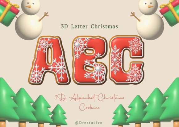 Christmas Cookie Red Snowflake Alphabet