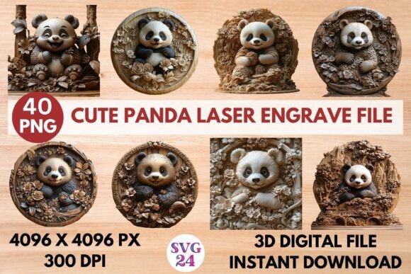 Cute Panda Laser Engrave File: A Versatile Design for Creative Projects