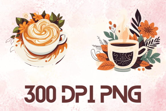 Latte Watercolor Floral Coffee Cups 07