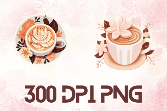Latte Watercolor Floral Coffee Cups 09