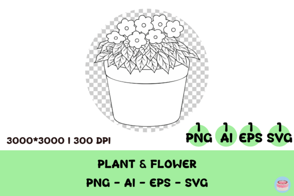 Lush Blooming Flower Line Art Clipart: A Versatile Design for Creative Projects