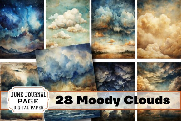 Moody Clouds Junk Journal Papers: A Versatile Creative Resource