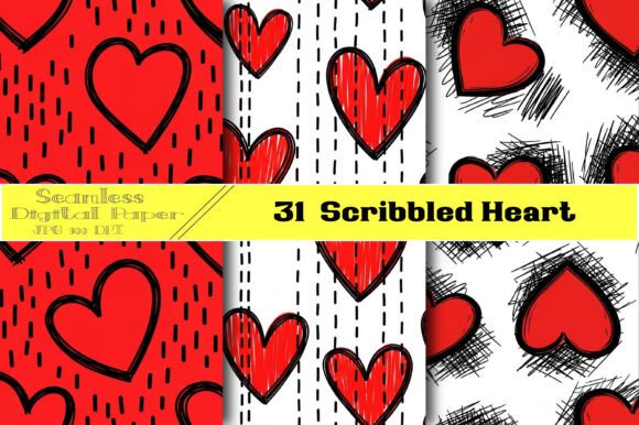 Scribbled Heart Digital Pattern