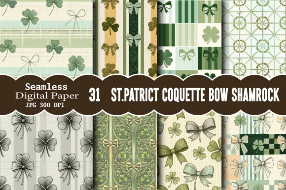 St. Patrick Coquette Bow Shamrock Papers