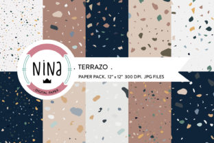 Terrazo Digital Paper, Marble Paper Pack